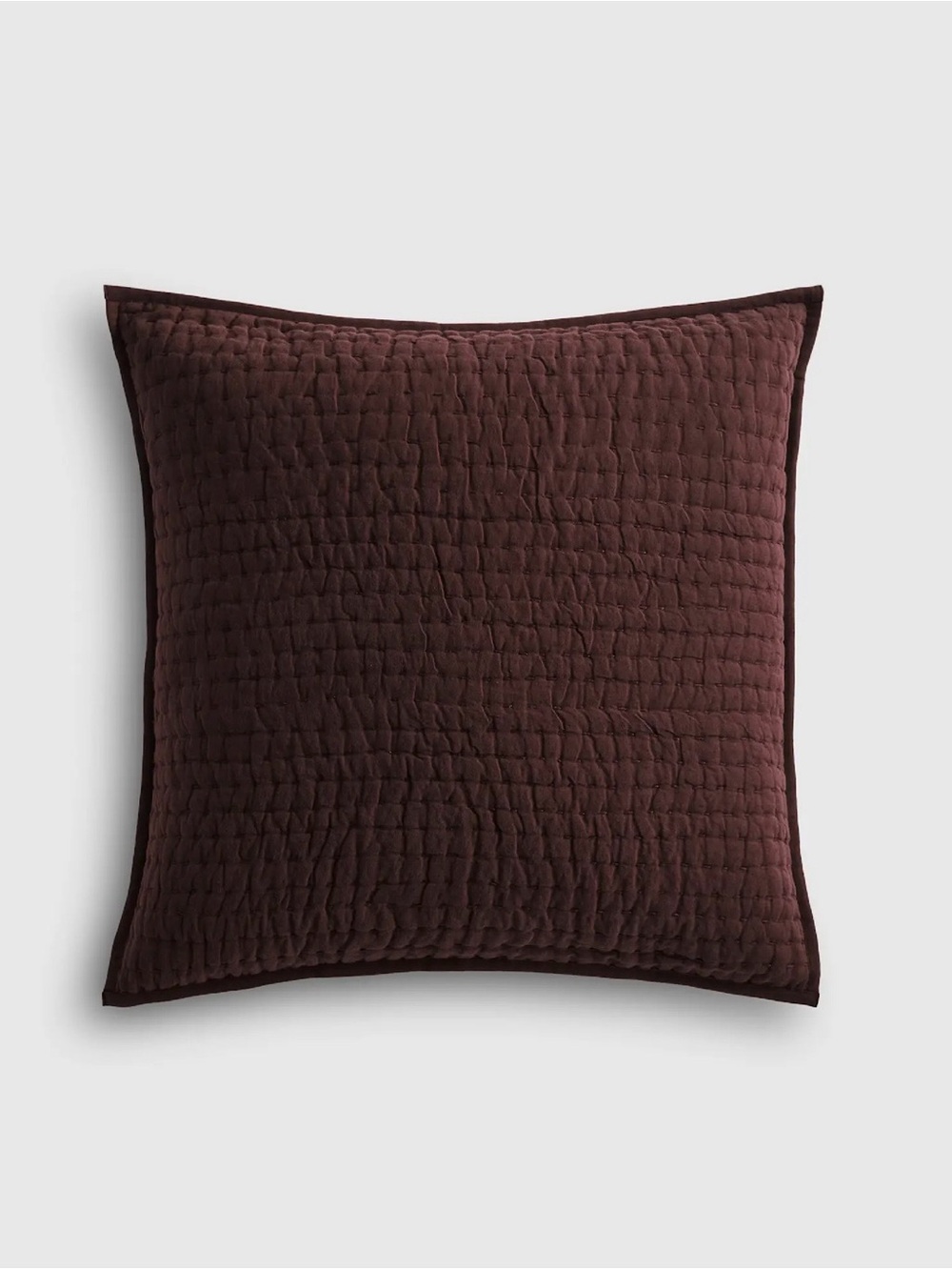 Quince European Linen Cotton Stitch Quilted Euro Sham- Espresso NEW